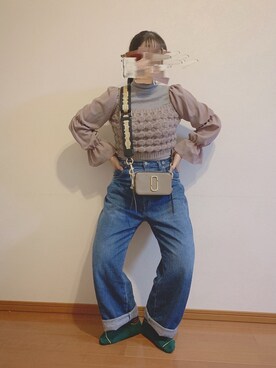 Laliさんの「3Dエクストラファインメリノリブモックネックセーター（長袖）」を使ったコーディネート
