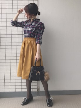 「マスタードイエロー」｜♥hapiko♥さん（レディース・153cm）の秋コーディネート