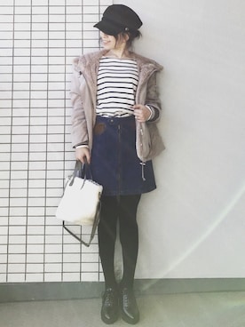 「アイテム（キャスケット）」を使った、♥hapiko♥さん（レディース・153cm）の秋コーディネート