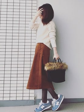 「ハイウエストスカート」｜「アイテム（その他）」を使った、♥hapiko♥さん（レディース・153cm）の秋コーディネート