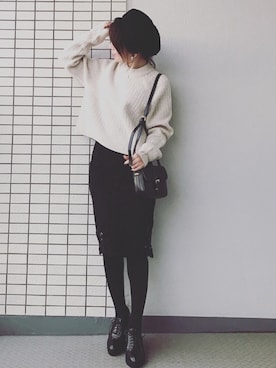 「オックスフォードシューズ」｜「アイテム（ハンチング/ベレー帽）」を使った、♥hapiko♥さん（レディース・153cm）の秋コーディネート