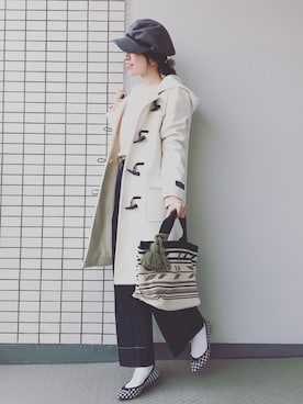 「UNIQLO U」｜「アイテム（キャスケット）」を使った、♥hapiko♥さん（レディース・153cm）の冬コーディネート