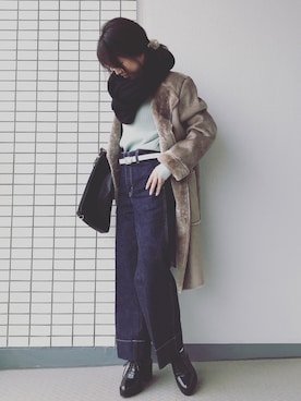 「オックスフォードシューズ」｜「アイテム（トレンチコート）」を使った、♥hapiko♥さん（レディース・153cm）の冬コーディネート