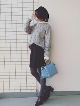 「オックスフォードシューズ」｜「アイテム（ハンチング/ベレー帽）」を使った、♥hapiko♥さん（レディース・153cm）の冬コーディネート