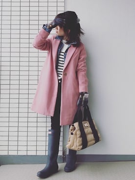 「RETRO GIRL（レトロガール）のアイテム（チェスターコート）」を使った、♥hapiko♥さん（レディース・153cm）の冬コーディネート