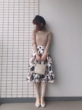 ♥hapiko♥さんの「フラワーモチーフタックフレアスカート」を使ったコーディネート