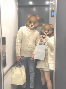 「miu miu（ミュウミュウ）のアイテム（ジャケット/アウター）」を使った、😈さん（レディース・160cm）の冬コーディネート