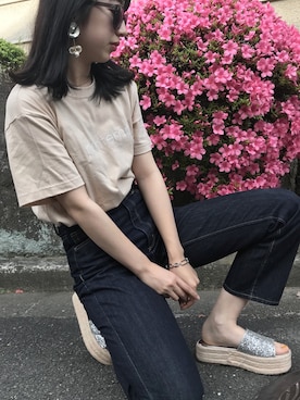 「グリッターサンダル」｜Rukaさん（レディース・162cm）の春コーディネート