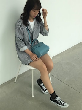 「BIOTOP（ビオトープ）のアイテム（タンクトップ）」を使った、Rukaさん（レディース・162cm）の夏コーディネート