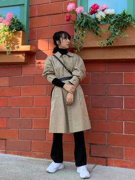 「ストリート服が好き」｜「アイテム（ステンカラーコート）」を使った、Rukaさん（レディース・162cm）の秋コーディネート