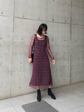 「ヴィンテージワンピース」｜「アイテム（ブーツ）」を使った、Rukaさん（レディース・163cm）の夏コーディネート