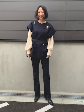 「COMME CA DU MODE（コムサデモード）のアイテム（ブーツ）」を使った、Rukaさん（レディース・162cm）の秋コーディネート