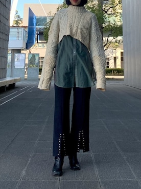 「COMME CA DU MODE（コムサデモード）のアイテム（ブーツ）」を使った、Rukaさん（レディース・162cm）の冬コーディネート