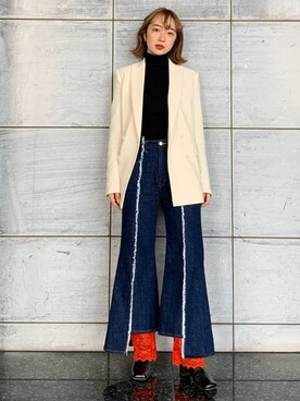 「COMME CA DU MODE（コムサデモード）のアイテム（ブーツ）」を使った、Rukaさん（レディース・162cm）の春コーディネート