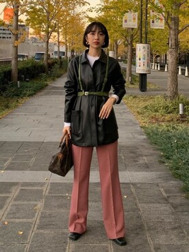 「HOTPING（ホッピン）のアイテム（ジャケット/アウター）」を使った、Rukaさん（レディース・162cm）の秋コーディネート