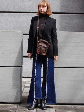 「COMME CA DU MODE（コムサデモード）のアイテム（ブーツ）」を使った、Rukaさん（レディース・162cm）の春コーディネート