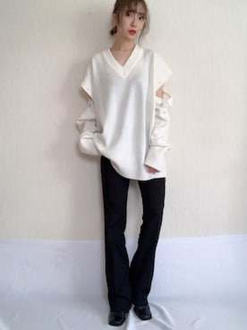 「COMME CA DU MODE（コムサデモード）のアイテム（ブーツ）」を使った、Rukaさん（レディース・162cm）の春コーディネート