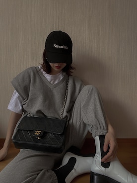 「海外」｜「アイテム（帽子）」を使った、Rukaさん（レディース・162cm）の春コーディネート