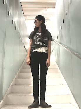 「スキニー」｜「アイテム（ブーティ）」を使った、ミスナナさん（レディース・157cm）の春コーディネート