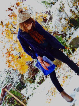 「ミニトート」｜「アイテム（ジャケット/アウター）」を使った、Mu__uMさん（レディース・157cm）の冬コーディネート