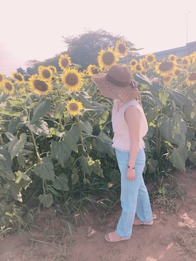 「flower」｜「アイテム（帽子）」を使った、ay.68さん（レディース・156cm）の夏コーディネート