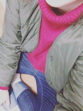 「インディゴデニム」｜「アイテム（その他アウター）」を使った、若にゃさん（レディース・165cm）の冬コーディネート