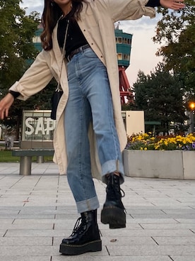 「PAGEBOY（ページボーイ）のアイテム（シャツワンピース）」を使った、ktkさん（レディース・156cm）の秋コーディネート