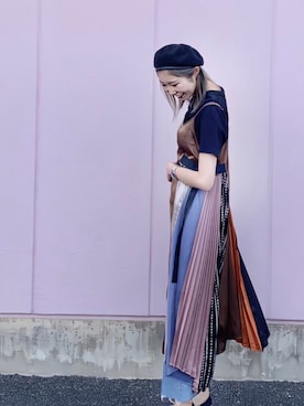 「アシメ」｜「アイテム（ハンチング/ベレー帽）」を使った、どびちゃんさん（レディース・168cm）の春コーディネート
