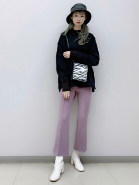 「PAGEBOY（ページボーイ）のハイネックウラケプルオーバー(トレーナー/スウェット)（スウェット）」を使った、どびちゃんさん（レディース・168cm）の秋コーディネート