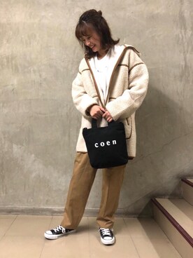 「ロゴ・コーエンベア」｜「アイテム（ジャケット/アウター）」を使った、coen misakiさん（レディース・160cm）の秋コーディネート