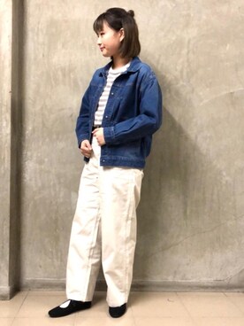 「USAコットン」｜「アイテム（バレエシューズ）」を使った、coen misakiさん（レディース・160cm）の春コーディネート