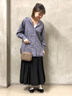 「USAコットン」｜「アイテム（バレエシューズ）」を使った、coen misakiさん（レディース・160cm）の春コーディネート