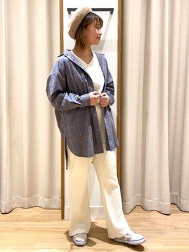 「USAコットン」｜「アイテム（ハンチング/ベレー帽）」を使った、coen misakiさん（レディース・160cm）の春コーディネート