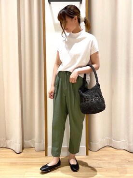 「USAコットン」｜「アイテム（バレエシューズ）」を使った、coen misakiさん（レディース・160cm）の夏コーディネート