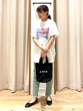「USAコットン」｜「アイテム（バレエシューズ）」を使った、coen misakiさん（レディース・160cm）の夏コーディネート