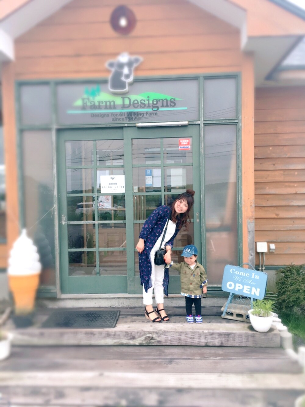 「浜中町、親子、1歳6ヶ月、ランチ」｜「GUのアイテム（サロペット/オーバーオール、ホワイト系）」を使った、☺︎mau☺︎さん（レディース・145cm）の夏コーディネートの1枚目の写真