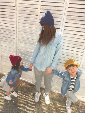 「Lee（リー）のアイテム（パンツ）」を使った、HINAHIMAさん（キッズ・100cm）の春コーディネート