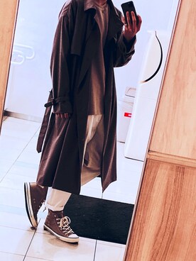 「KUUUPY」｜「アイテム（トレンチコート）」を使った、たくさん（メンズ・181cm）の冬コーディネート