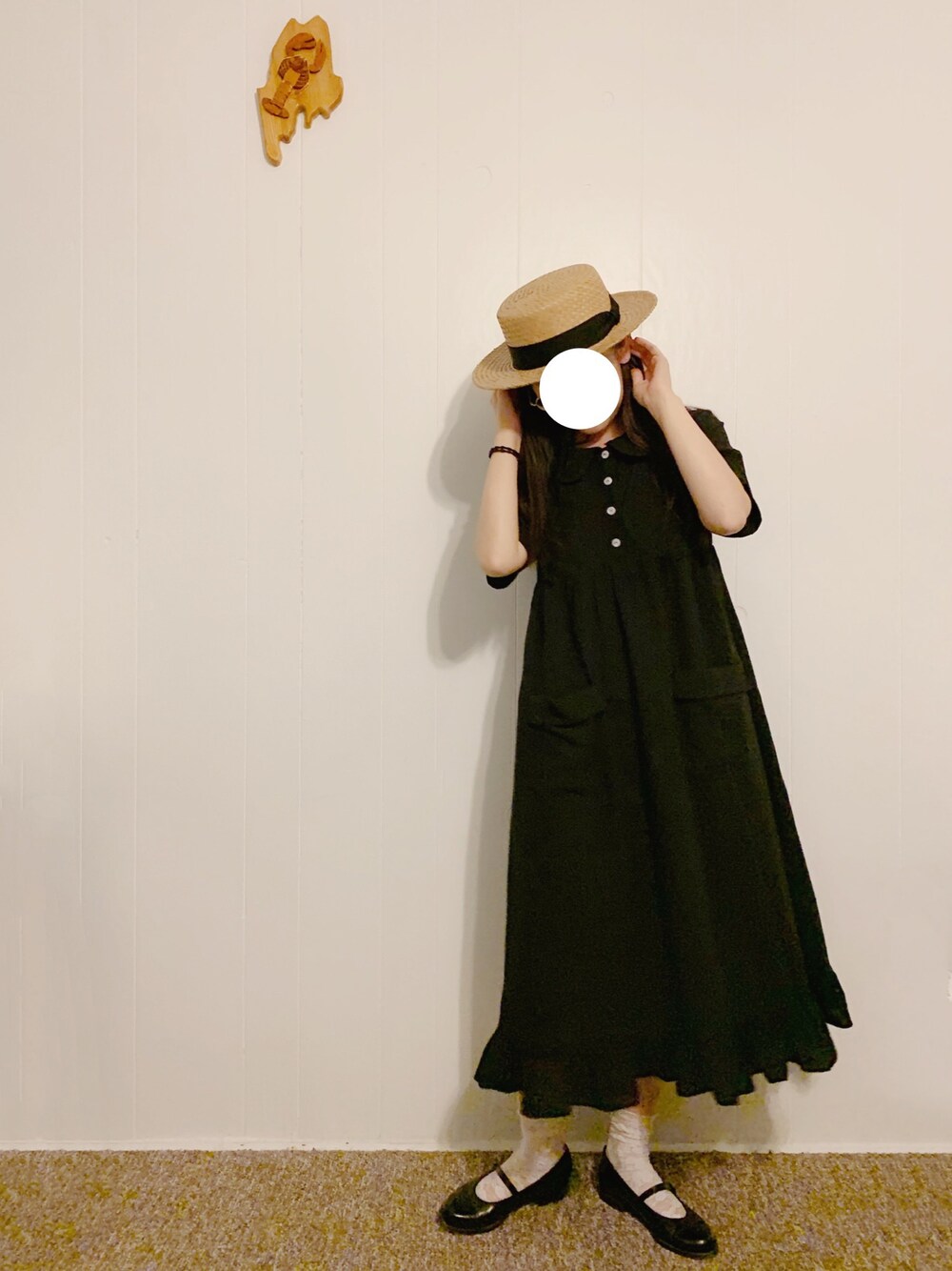 「merry jenny、merryjenny、HARUTA、Ray BEAMS」｜「merry jennyのアイテム（ワンピース、ブラック系）」を使った、Mangojamさん（レディース・160cm）の秋コーディネートの1枚目の写真