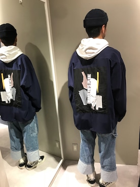 「soe（ソーイ）のアイテム（パーカー）」を使った、LHP池袋スタッフ４さん（メンズ・170cm）の春コーディネート