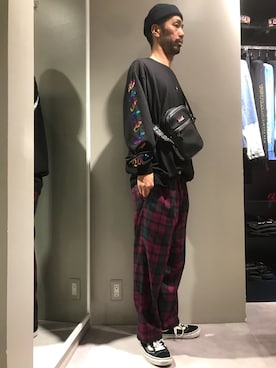 「KaneZ（ケインズ）のKaneZ/ケインズ/Sakosshu Bag（ショルダーバッグ）」を使った、LHP池袋スタッフ４さん（メンズ・170cm）の春コーディネート