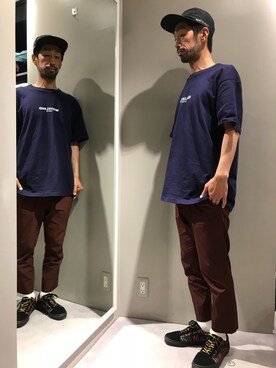 「WHITELAND（ホワイトランド）のアイテム（キャップ）」を使った、LHP池袋スタッフ４さん（メンズ・170cm）の春コーディネート