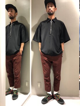 「Flap Stack（フラップスタック）のアイテム」を使った、LHP池袋スタッフ４さん（メンズ・170cm）の夏コーディネート