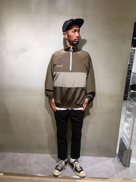 「WHITELAND（ホワイトランド）のアイテム（ブルゾン）」を使った、LHP池袋スタッフ４さん（メンズ・170cm）の夏コーディネート