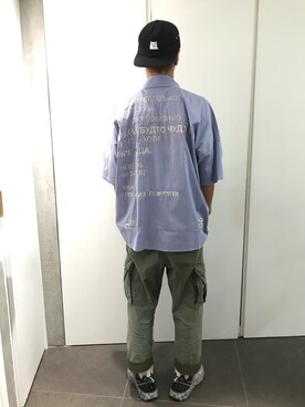 「DANKE SCHON（ダンケシェーン）のDankeSchone/ダンケシェーン/Stripe Albert S/S SHIRTS(ショートスリーブシャツ)（シャツ/ブラウス）」を使った、LHP池袋スタッフ４さん（メンズ・170cm）の夏コーディネート