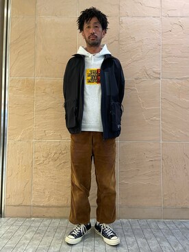 「BlackEyePatch（ブラックアイパッチ）のアイテム（パーカー）」を使った、LHP池袋スタッフ４さん（メンズ・170cm）の春コーディネート