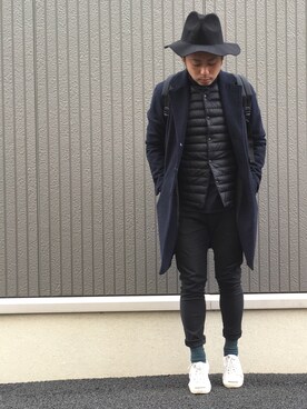 「ジャックパーセル」｜「アイテム（チェスターコート）」を使った、ShiNichiさん（メンズ・173cm）の冬コーディネート