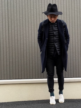 「417 EDIFICE（フォーワンセブンエディフィス）のアイテム（チェスターコート）」を使った、ShiNichiさん（メンズ・173cm）の冬コーディネート