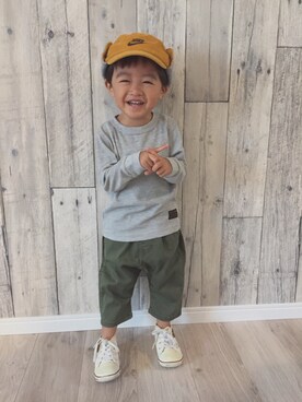 「カーキパンツ」｜yusyu☺︎︎✩︎さん（キッズ・90cm）の秋コーディネート