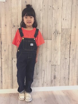 「ハーフアップ」｜「アイテム（オールインワン・サロペット）」を使った、yusyu☺︎︎✩︎さん（キッズ・120cm）の夏コーディネート